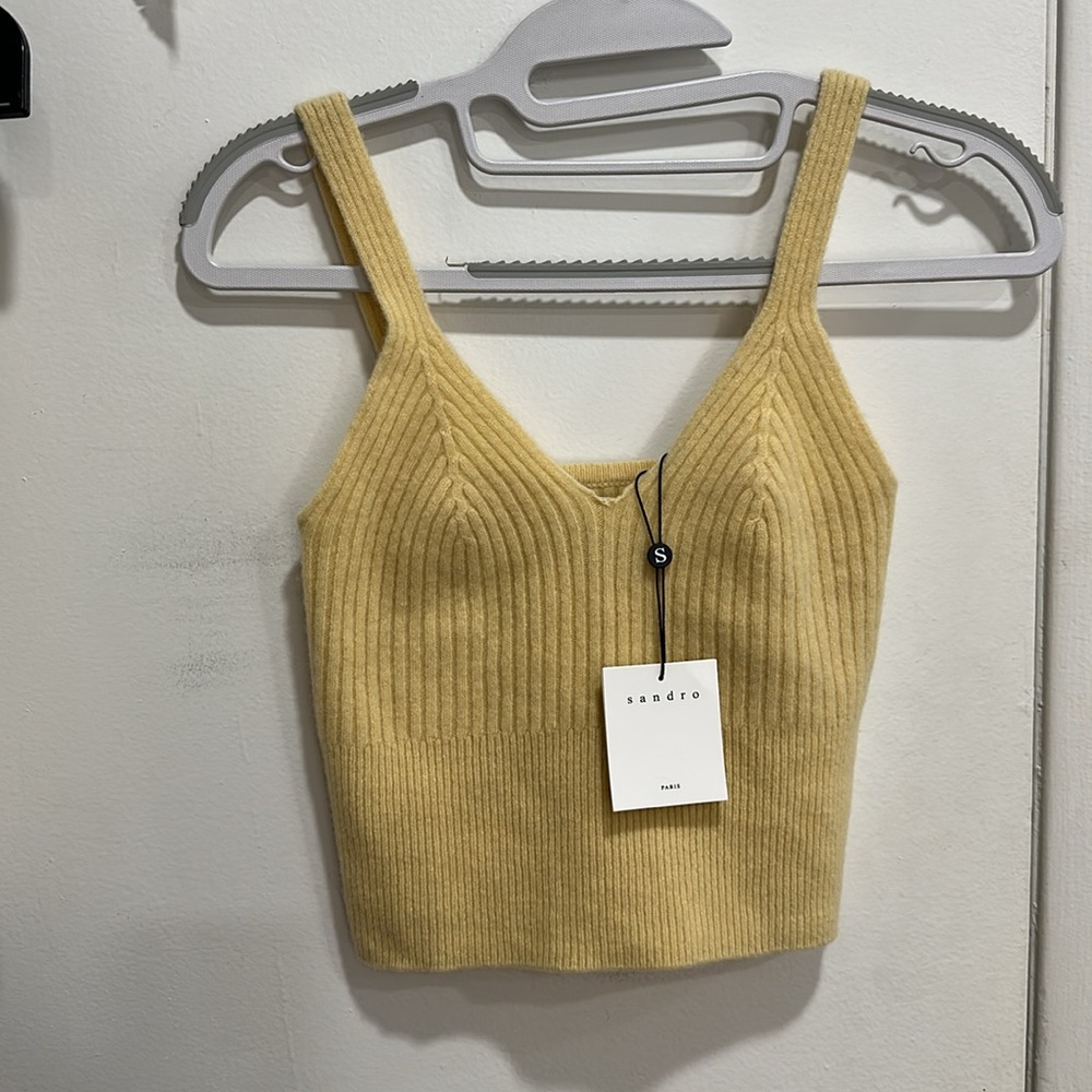 Sandro Yellow Ribbed Crop Top - Picture 5 of 7